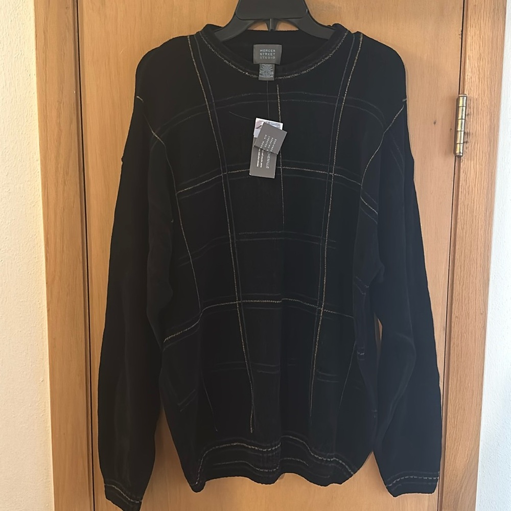 Mercer Street Studio Vintage Men’s Striped Chenille Plush Sweater New Size Large
